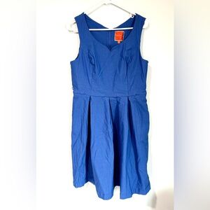 ModCloth Blue Sleeveless Dress with sweetheart neckline and A line silhouette.